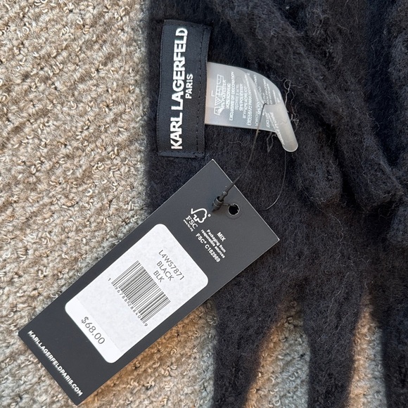 Karl Lagerfeld Black Textured Cat Chunky Scarf - Picture 2 of 6